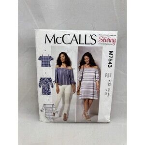 McCalls M7543 Off The Shoulder Tunic Tops Dress Sewing Pattern Size 4 to 26